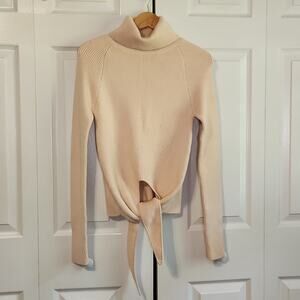 Lovers And Friends Womens Skye Sweater In Blush Tie Front Turtleneck Size XS NWT